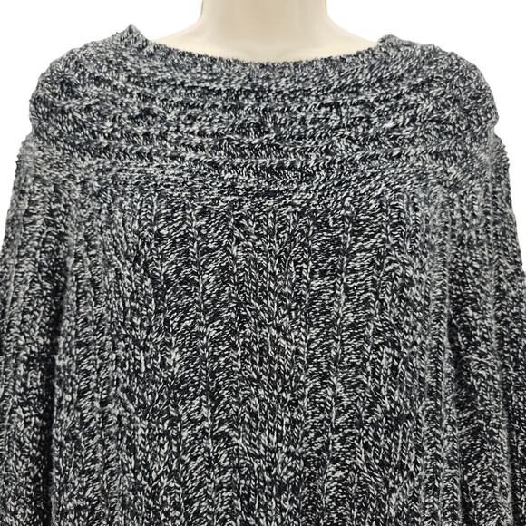 Liz Claiborne Woman size L Wool Blend Long sleeve Cable Knit Sweater Black White - Picture 2 of 8